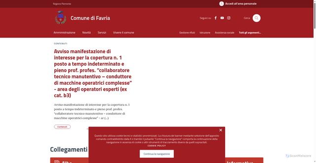 Security scan screenshot of https://comune.favria.to.it/