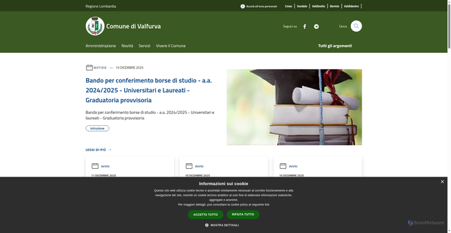Security scan screenshot of https://www.comune.valfurva.so.it/it