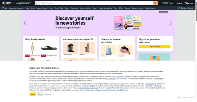 Security scan screenshot of https://amazon.ie