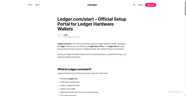 Security scan screenshot of https://usledger.ghost.io/en-us/
