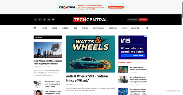 Security scan screenshot of https://techcentral.co.za