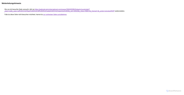 Security scan screenshot of https://www.google.com/url?q=https://webmail.amiryinternational.com/cpsess7656320395/3rdparty/roundcube/?_task%3Dmail%26_caps%3Dpdf%253D1%252Cflash%253D0%252Ctiff%253D0%252Cwebp%253D1%252Cpgpmime%253D0%26_uid%3D165526%26_mbox%3DINBOX%26_framed%3D1%26_action%3Dpreview%23NOP