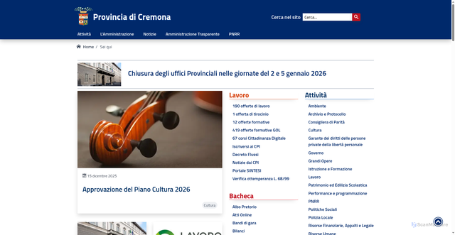 Security scan screenshot of https://www.provincia.cremona.it/