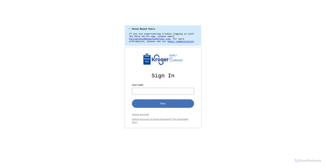 Security scan screenshot of kroger-partnerpass-persona.okta.com