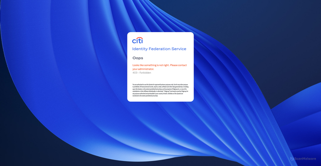 Security scan screenshot of https://secureaccess.ras.citigroup.com
