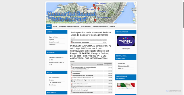Security scan screenshot of https://www.unionevalledelpatri.it/