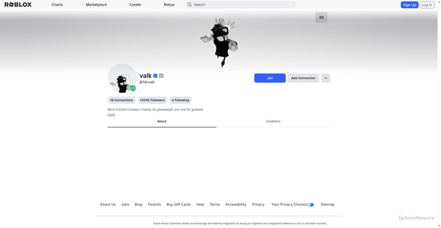 Security scan screenshot of https://www.roblox.com.bi/users/438431406340/profile