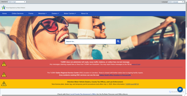 Security scan screenshot of https://www.txdmv.gov/