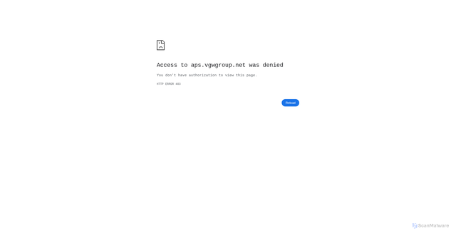 Security scan screenshot of https://aps.vgwgroup.net
