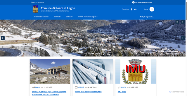 Security scan screenshot of https://www.comune.ponte-di-legno.bs.it