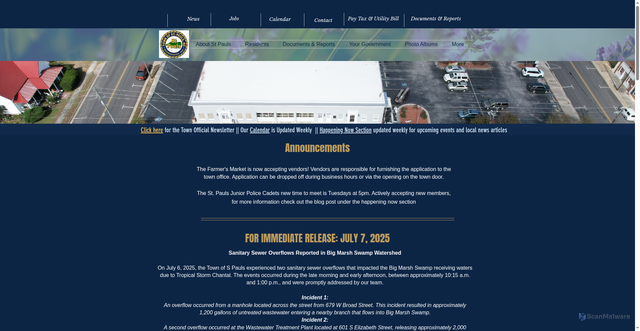 Security scan screenshot of https://www.stpaulsnc.gov/