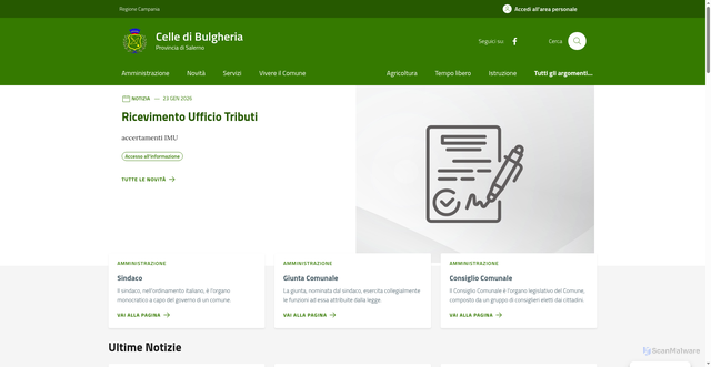 Security scan screenshot of https://comune.celledibulgheria.sa.it/