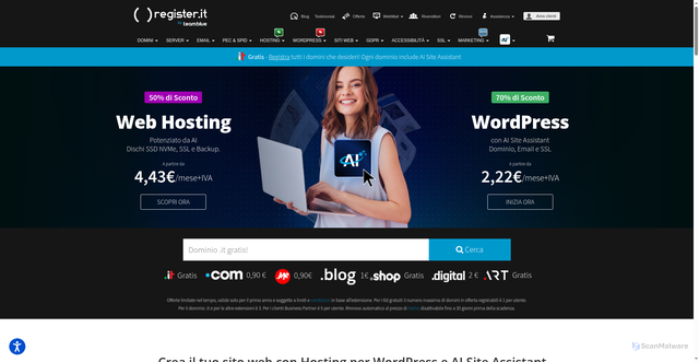 Security scan screenshot of https://www.register.it/