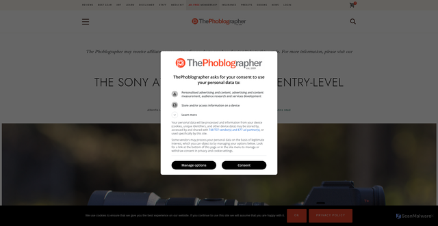 Security scan screenshot of https://www.thephoblographer.com/2025/12/02/sony-a7-v-announcement/