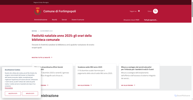 Security scan screenshot of https://www.comune.forlimpopoli.fc.it/