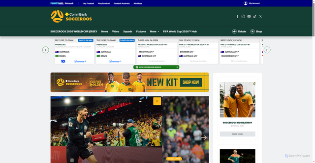 Security scan screenshot of https://socceroos.com.au