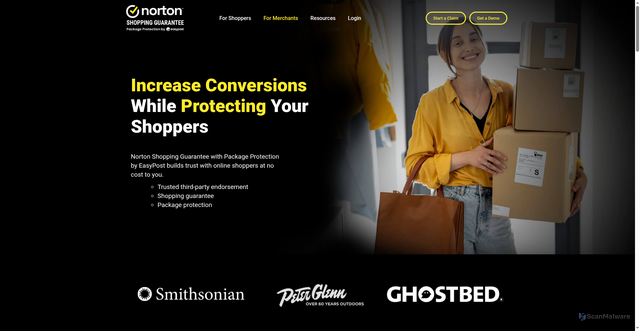 Security scan screenshot of https://my.nortonshoppingguarantee.com