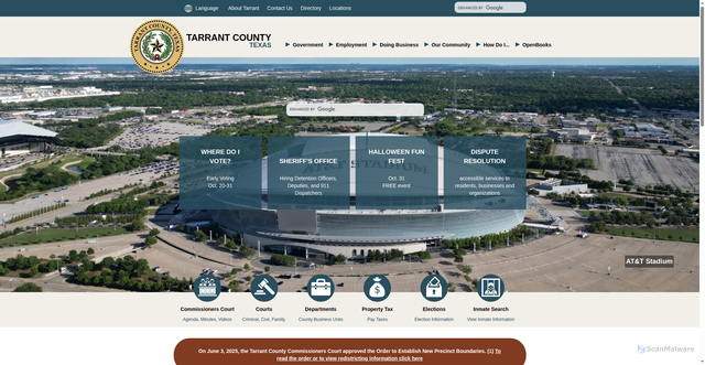 Security scan screenshot of https://www.tarrantcountytx.gov/en.html