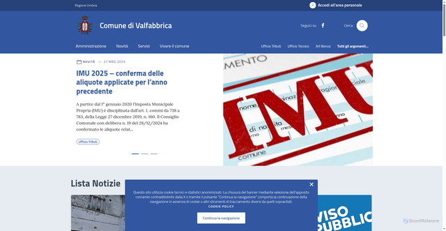 Security scan screenshot of https://comune.valfabbrica.pg.it/