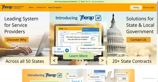 Security scan screenshot of https://therapservices.net