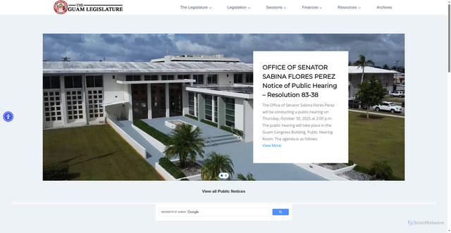 Security scan screenshot of https://guamlegislature.gov/