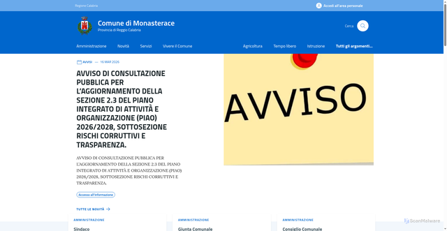 Security scan screenshot of https://www.comune.monasterace.rc.it