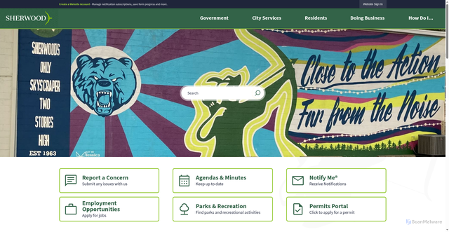 Security scan screenshot of https://sherwoodar.gov/