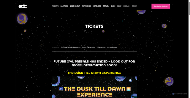 Security scan screenshot of https://lasvegas.edc.com/tickets/