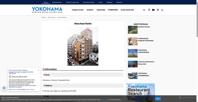 Security scan screenshot of https://www.yokohamajapan.com/where-to-stay/detail.php?id=27