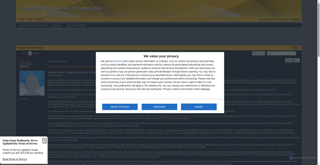 Security scan screenshot of https://at40fg.proboards.com/thread/6360/naomi-judd-1946-2022