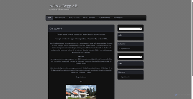 Security scan screenshot of https://adessobygg.se