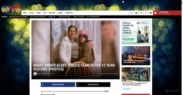Security scan screenshot of 1035kissfmboise.com