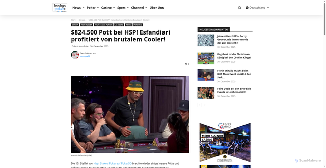 Security scan screenshot of https://www.hochgepokert.com/2025/12/30/824-500-pott-bei-hsp-esfandiari-profitiert-von-brutalem-cooler/