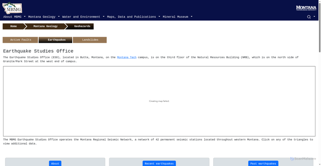 Security scan screenshot of https://www.mbmg.mtech.edu/MontanaGeology/geohazards/Earthquakes/main.asp