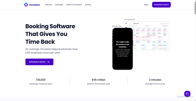 Security scan screenshot of https://app.getoccasion.com