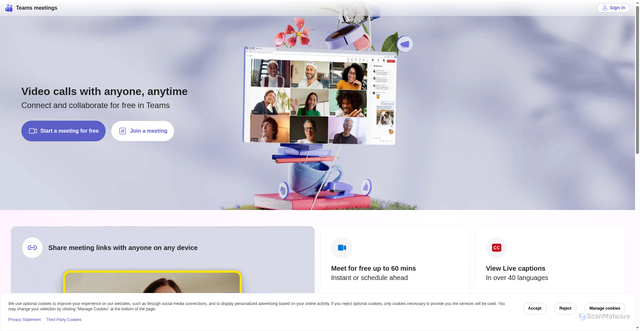 Security scan screenshot of https://teams.live.com/free