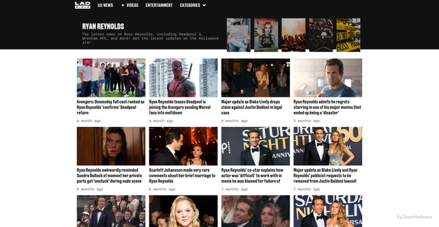 Security scan screenshot of https://www.ladbible.com/ryan-reynolds