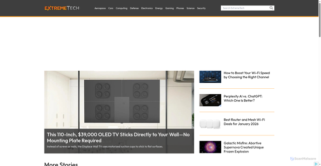Security scan screenshot of https://extremetech.com