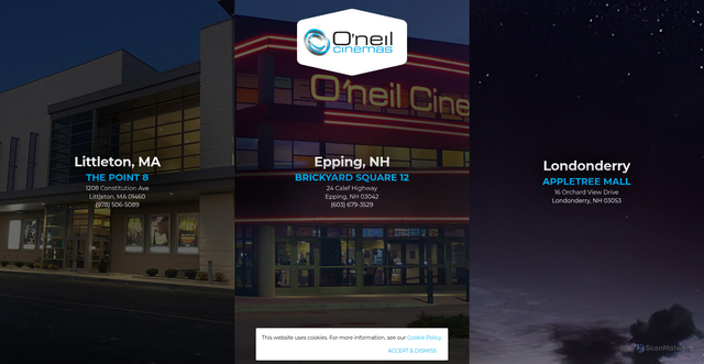 Security scan screenshot of https://oneilcinemas.com/