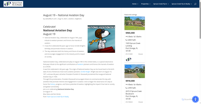 Security scan screenshot of https://www.fly-in.com/2025/08/19/august-19-national-aviation-day/