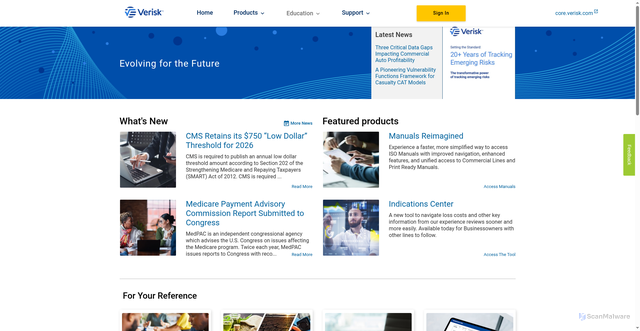 Security scan screenshot of https://products.verisk.com