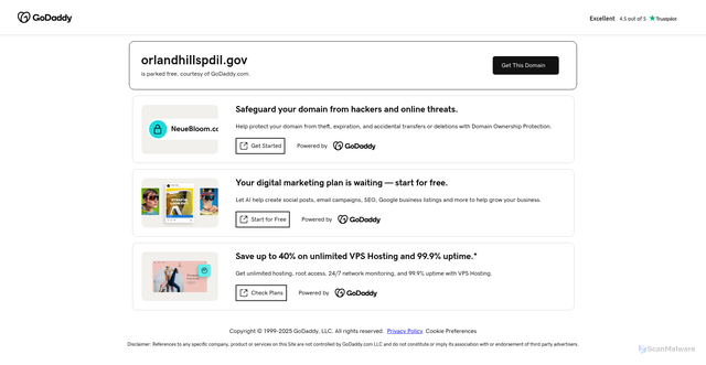 Security scan screenshot of https://orlandhillspdil.gov/