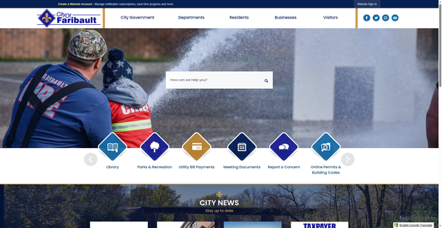 Security scan screenshot of https://ci.faribault.mn.us/