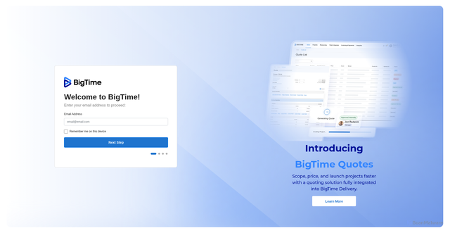 Security scan screenshot of https://intuit.bigtime.net