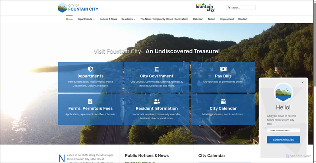 Security scan screenshot of https://www.fountaincitywi.gov/