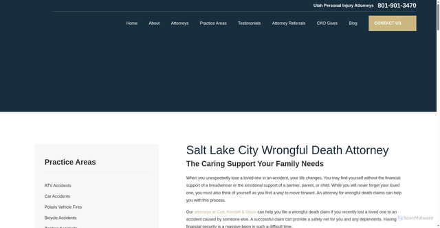 Security scan screenshot of https://www.ckolaw.com/practice-areas/wrongful-death/