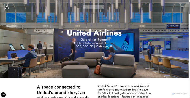 Security scan screenshot of https://interiorarchitects.com/projects/unitedairlinesgotf/