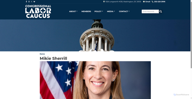 Security scan screenshot of http://laborcaucus.house.gov/mikie-sherrill