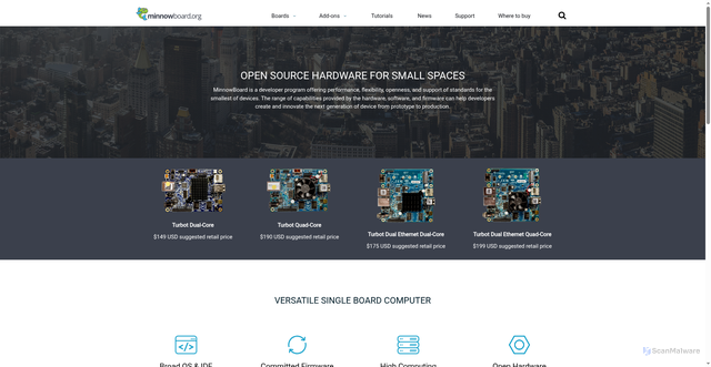 Security scan screenshot of https://minnowboard.org