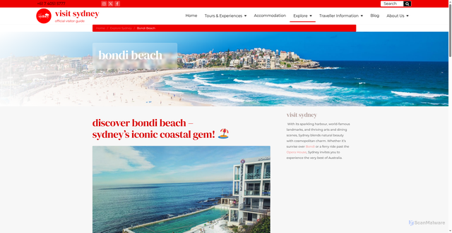 Security scan screenshot of https://visitsydney.com/explore-sydney/bondi-beach/